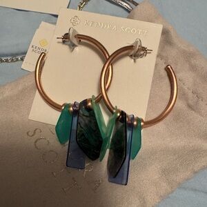 Kendra Scott Copper Hoops with Blue and Green Charms